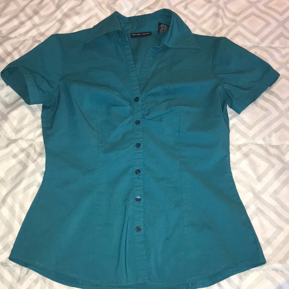 🌸 4x20 🌸 NY & CO TURQUOISE BLOUSE SZ XS